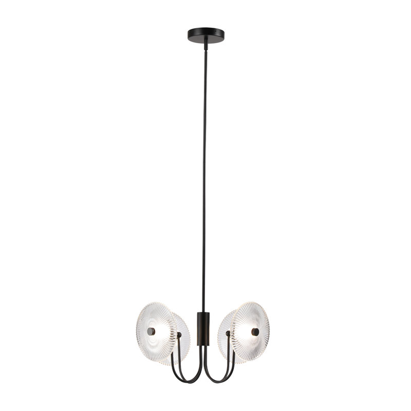 Luminaire suspendu 4 lumières DEL 4 lumières, Noir mat