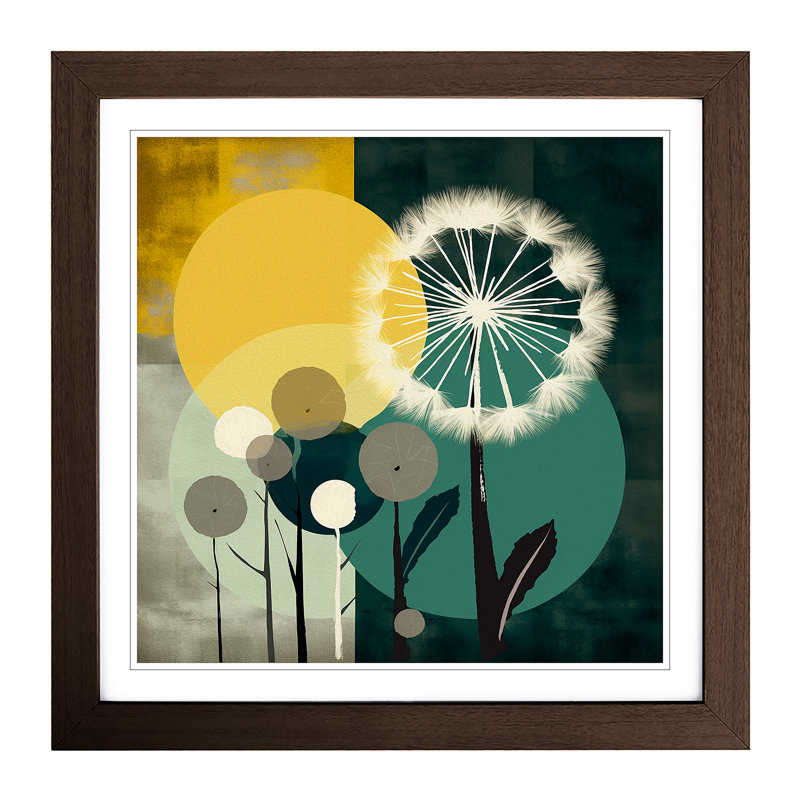 Dandelion Bauhaus No.5 - Framed Print, Walnut