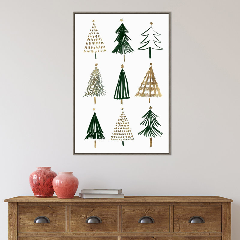 «Evergreen Trees I» par Isabelle Z - cadre flottant, impression sur toile