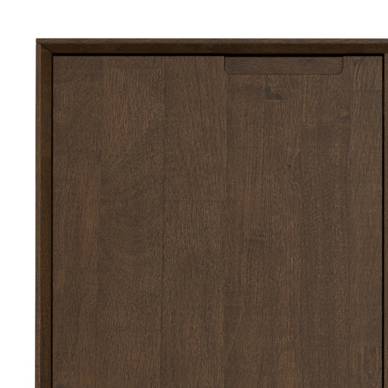 Walnut Brown Solid Hardwood and Metal 4-Door Sideboard Buffet