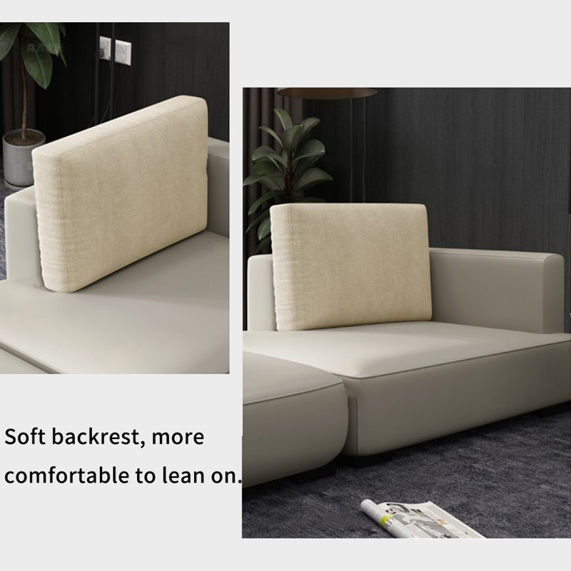 Méridiennes en similicuir avec repose-pieds, Orienté à droite, Gris