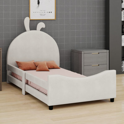 Modern Upholstered Daybed with Cute Rabbit Ear Headboard