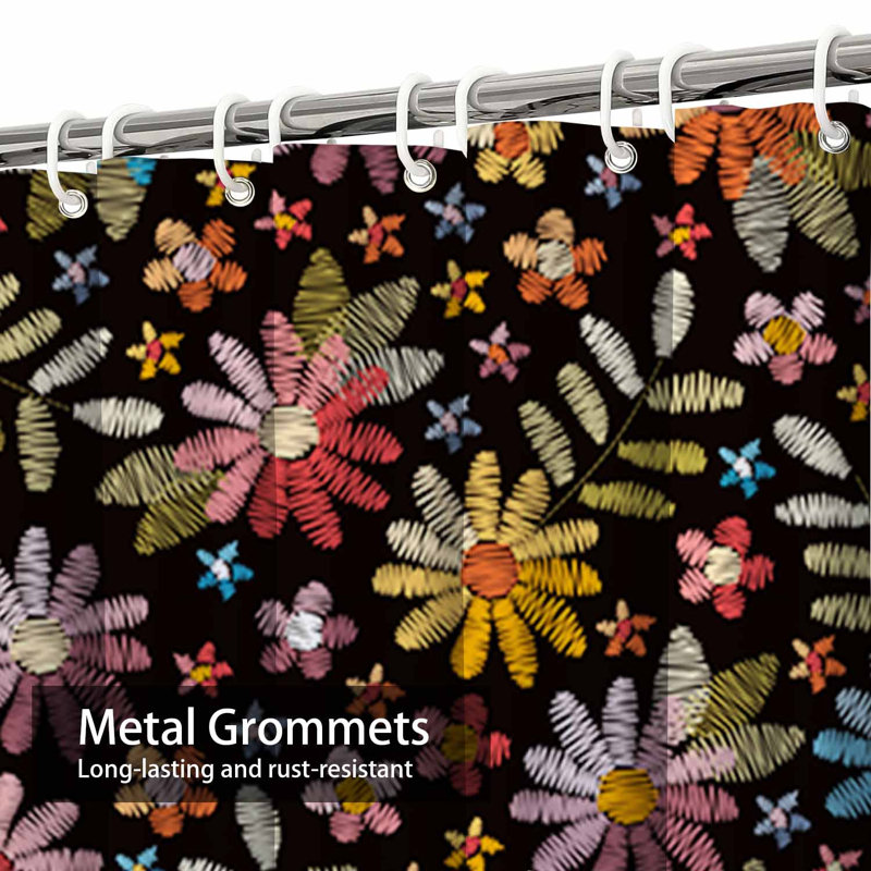 Rideau de douche imperméable à motif floral avec 12 crochets Wild Summer, L 72 po x l 84 po