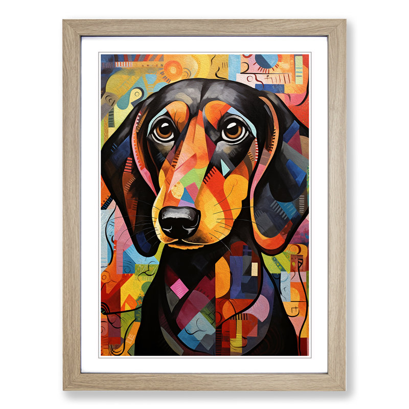 Dachshund Orphism Art - Framed Print, Oak Framed, 64cm H x 46cm W x 2cm D