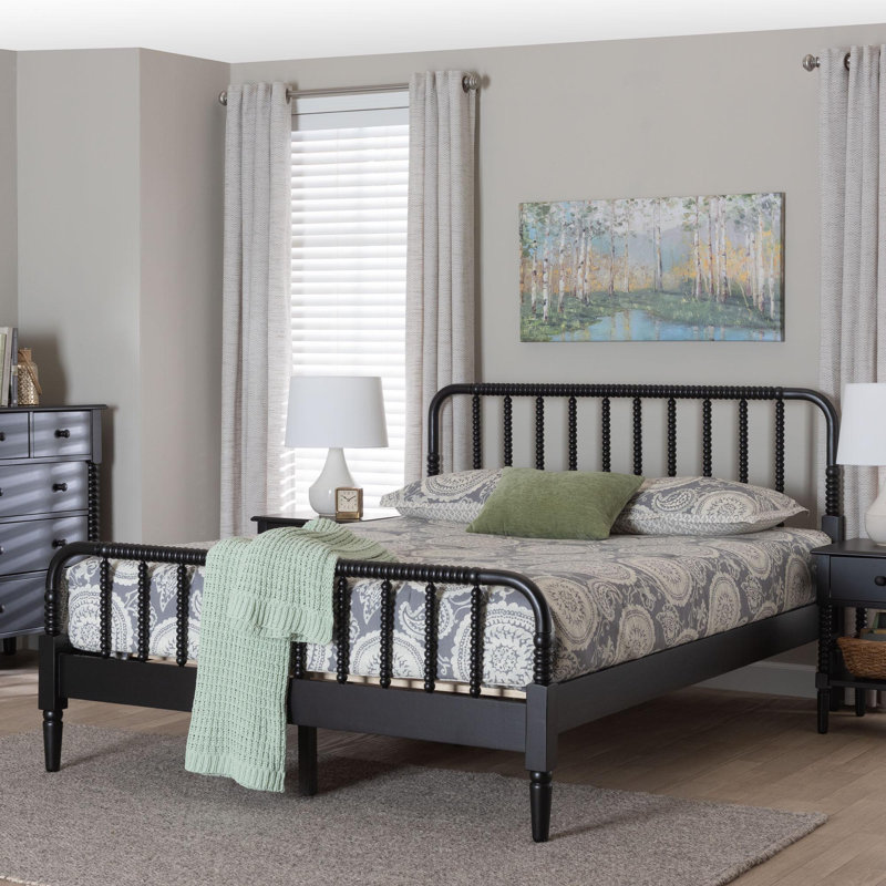 Baxton Studio Braith Farmhouse Spindle Wood Platform Bed, Black, Queen