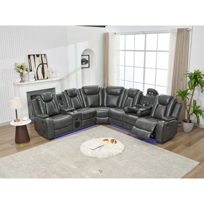 Power Reclining Sectional Sofa W/Speaker / Led Strip