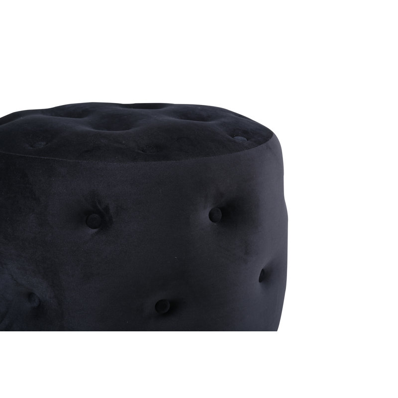 Hosey 55cm Wide Tufted Round Pouf Ottoman, Black