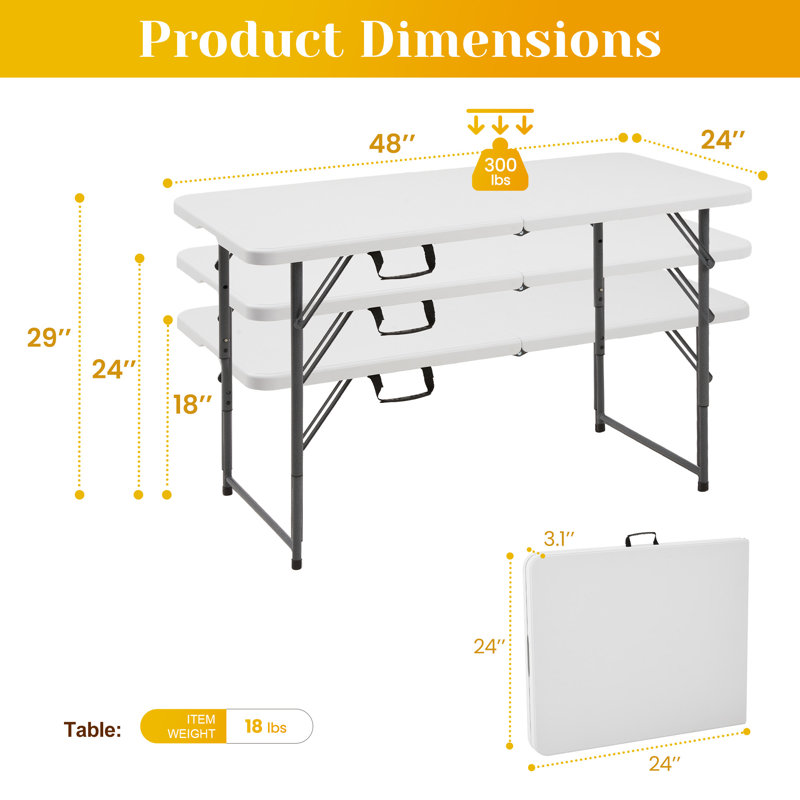 48" Foldable Outdoor Dining Table