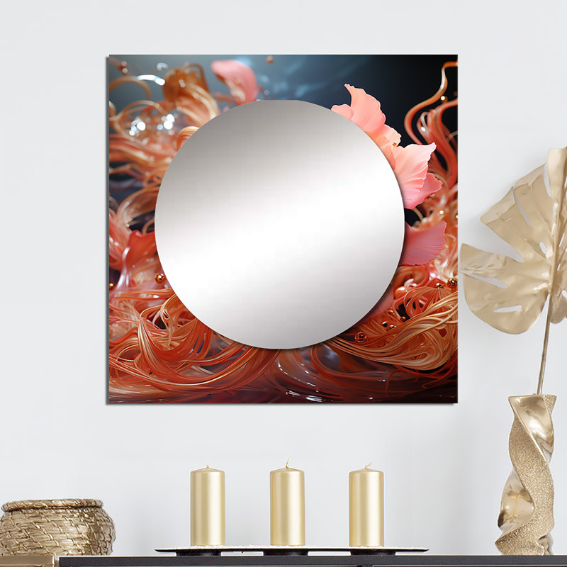 Art liquide en forme de fleur liquide blanc et rose clair V - formes abstraites, 29 po x 29 po