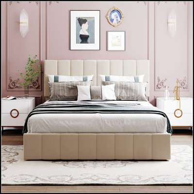 Upholstered Platform Bed with Advanced Hydraulic Storage System for Modern and Organized Bedrooms