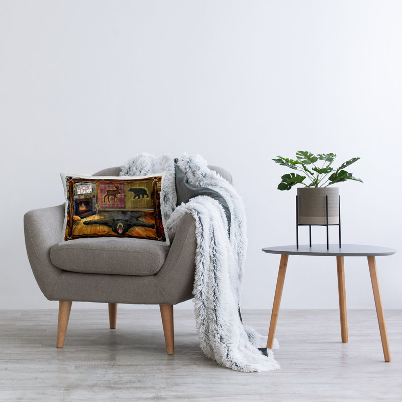 Rustic Cabin Interior Decorative Printed Throw Pillow Design by Ed Wargo