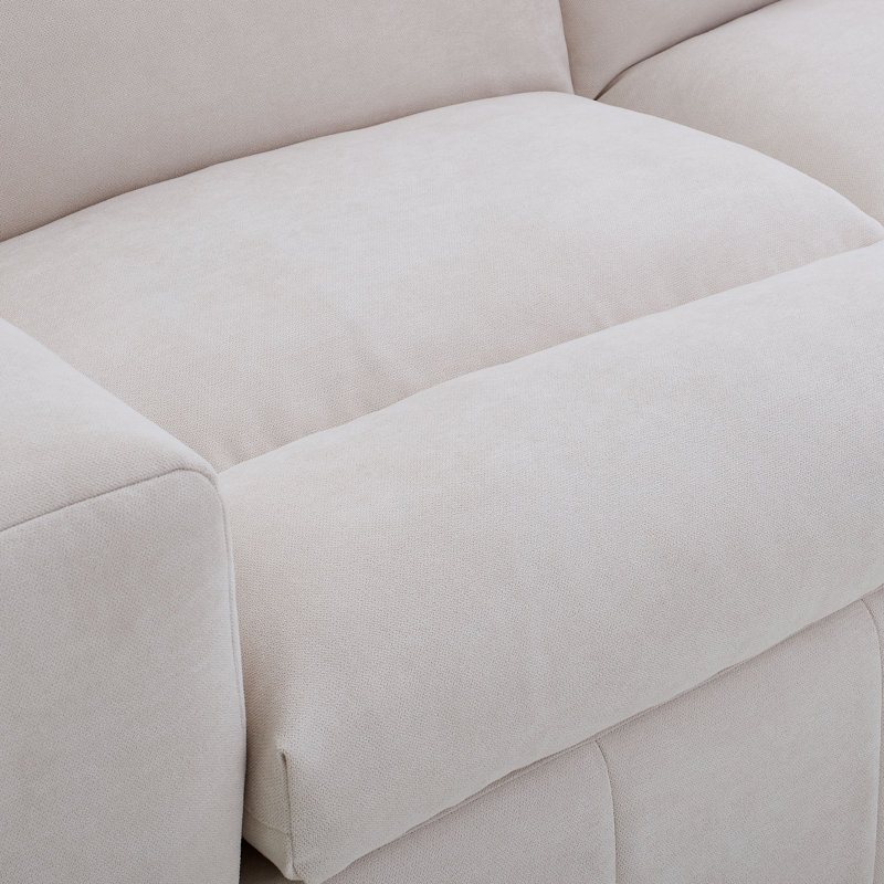 Canapé modulaire réversible avec repose-pieds Enyart, Polyester ivoire
