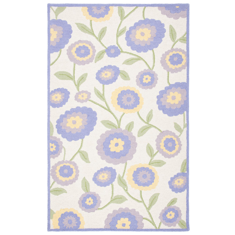 Tapis lavande / ivoire, Rectangulaire 3 pi x 5 pi