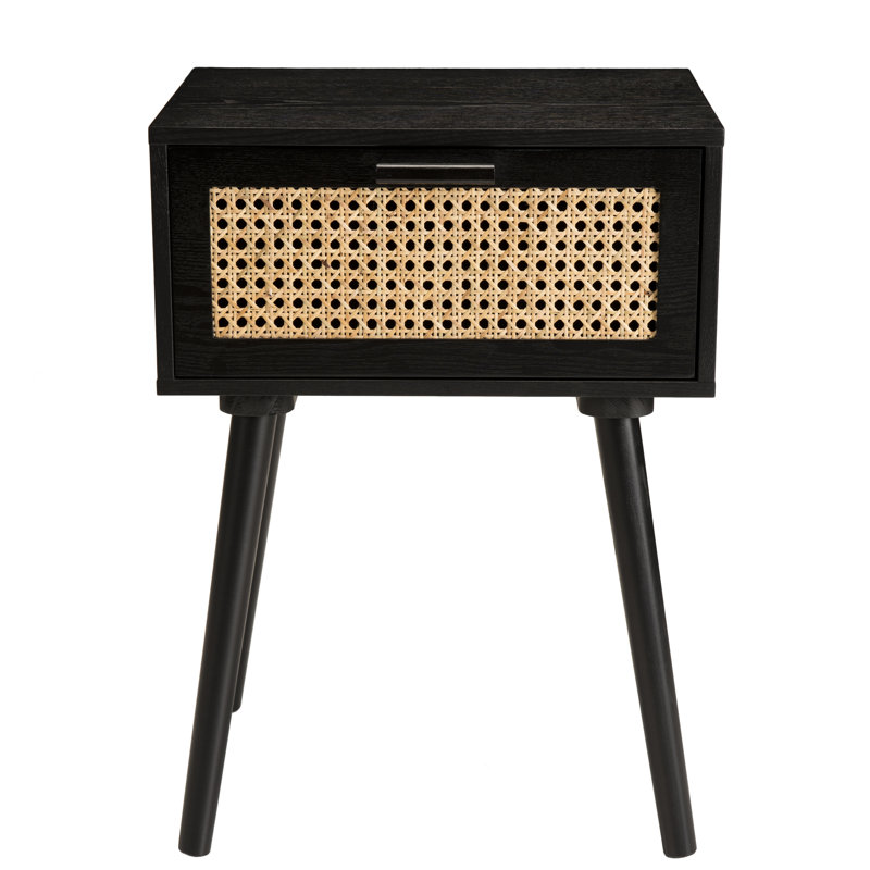 Timothy 40cm W Solid + Manufactured Wood Bedside Table, Black/Oak