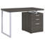 Bureau réversible à 3 tiroirs gris patiné-249980122