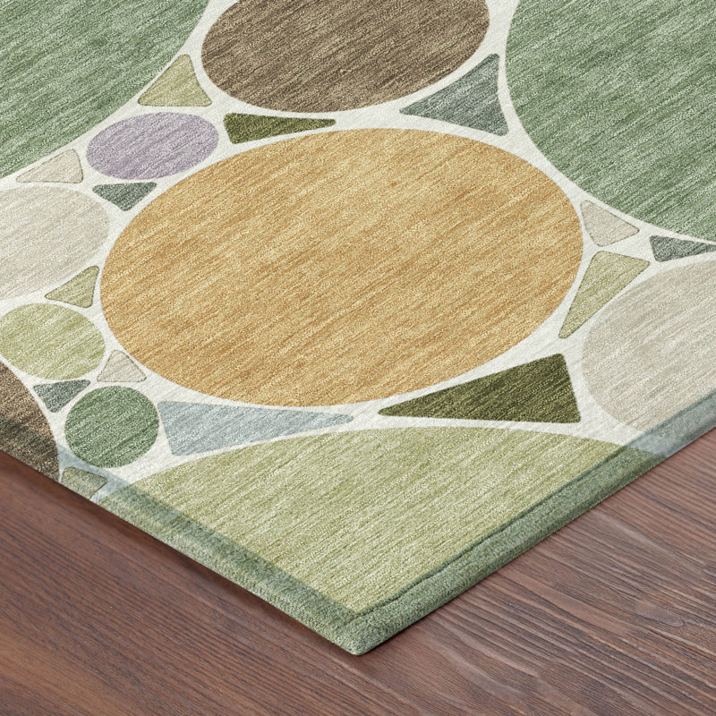 Machine Washable Indoor/Outdoor Chantille ACN2516 Geometric Rug, Basil, Rectangle 5' x 7'6"