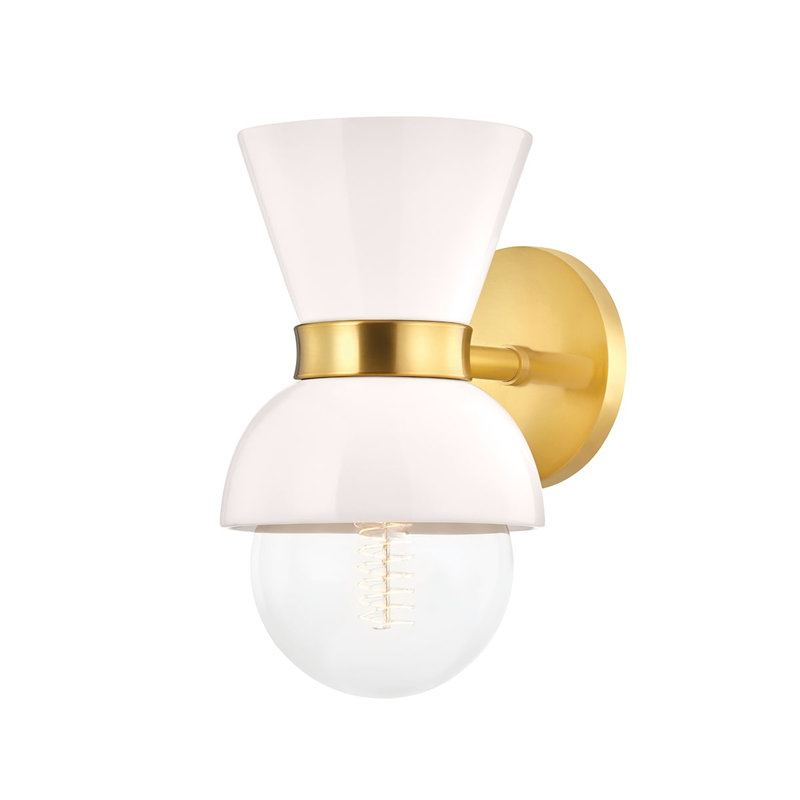 Steel Armed Sconce, Aged Brass/Gloss Cream