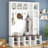 Farmhouse Wooden Style Hall Tree With 6 Hooks, Practical Walnut Storage Bench With Adjustable Shelves,  4-In-1 Entryway Shoe Cabinet With 13 Cubbies-1490407670