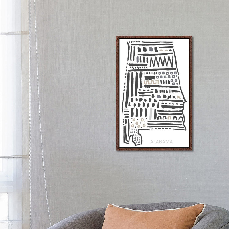 Alabama - Print on Canvas, 66.04 cm H x 45.72 cm W, Classic Brown Wood Framed