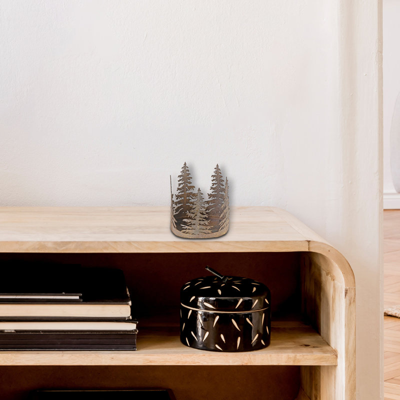 Distressed Metal Tree Candleholder, Gold