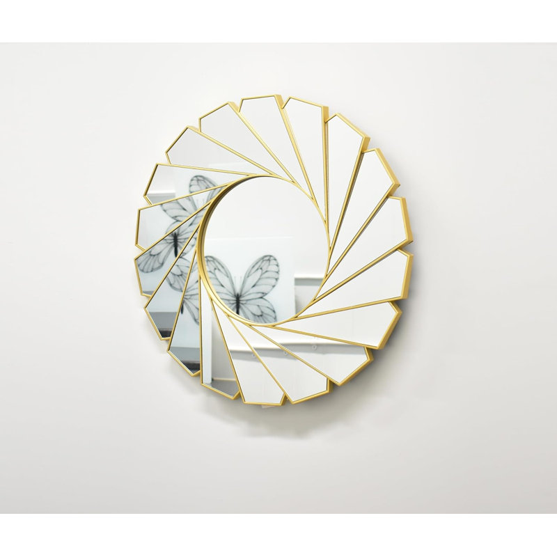 Glass Round Wall Mirror, Golden