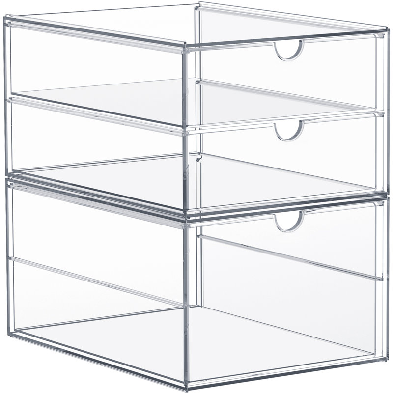Bacs de rangement et de rangement transparents Sorbus avec 3 tiroirs, 2 casiers de rangement empilables pour le bureau, la cuisine, l'artisanat et plus encore
