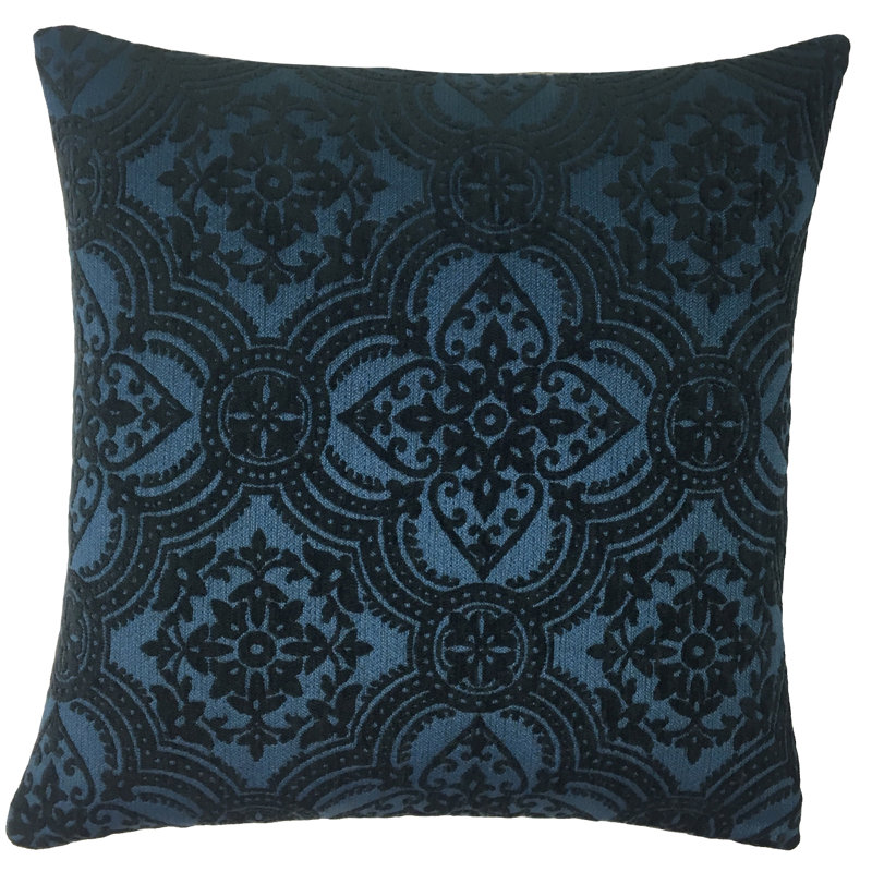  Housse de coussin en duvet damassé 22 po, 22 po x 22 po, Bleu marine