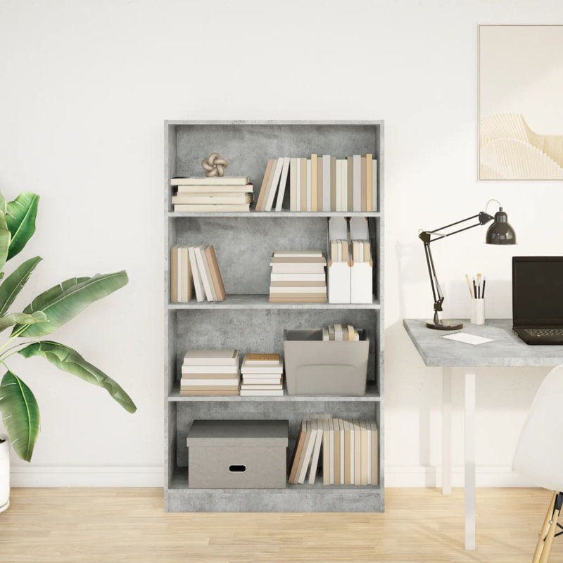 Athema Standard Bookcase, Concrete Grey, (4 Shelves) 143cmH x 80cmW x 24cmD
