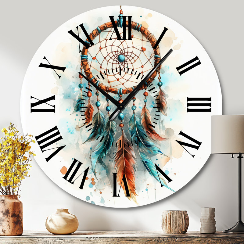 Attrape-rêves Poussière - Horloge murale bohème en métal, Grand