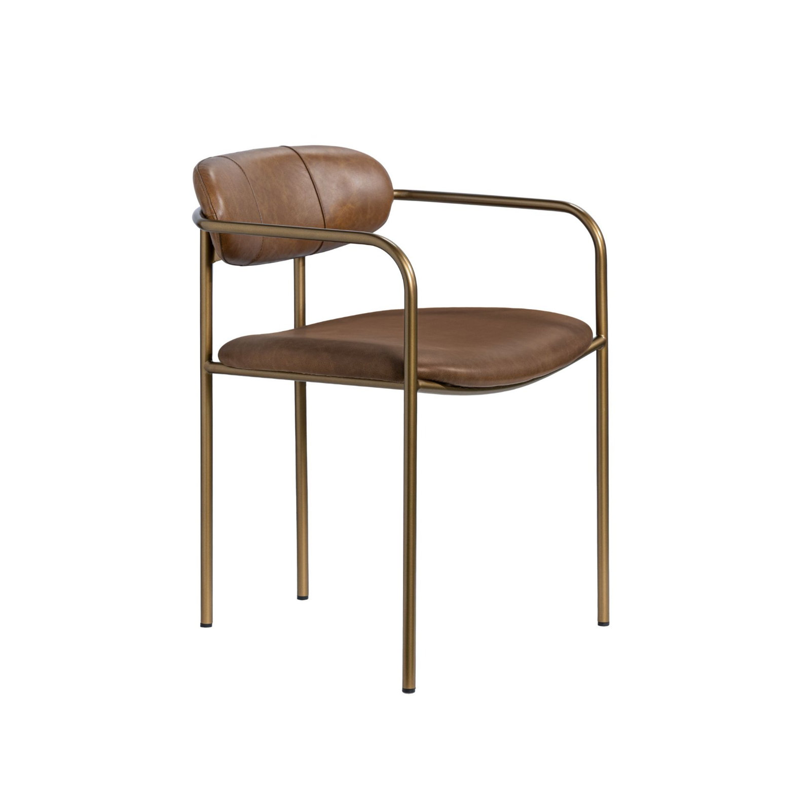 Belarus Upholstered Ladder Back Arm Chair, Gold, Light Brown