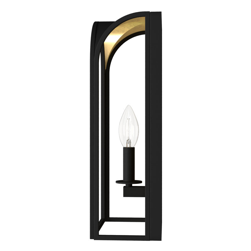 Dukestown Black Iron Arched Wall Sconce with Metallic Leaf