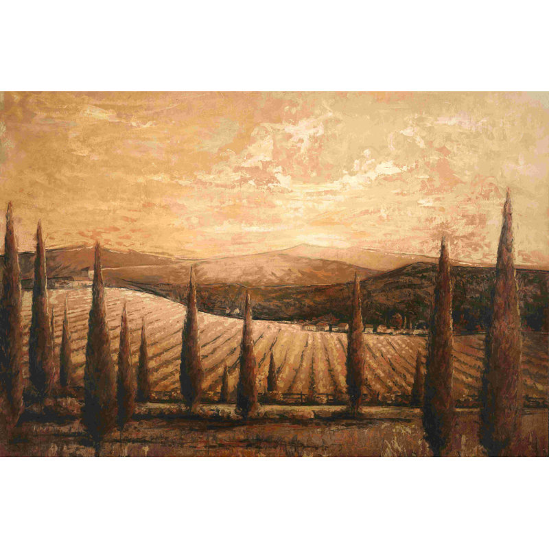 Arbres et montagnes 2 - peinture sur toile tendue, H 8 po x l 12 po