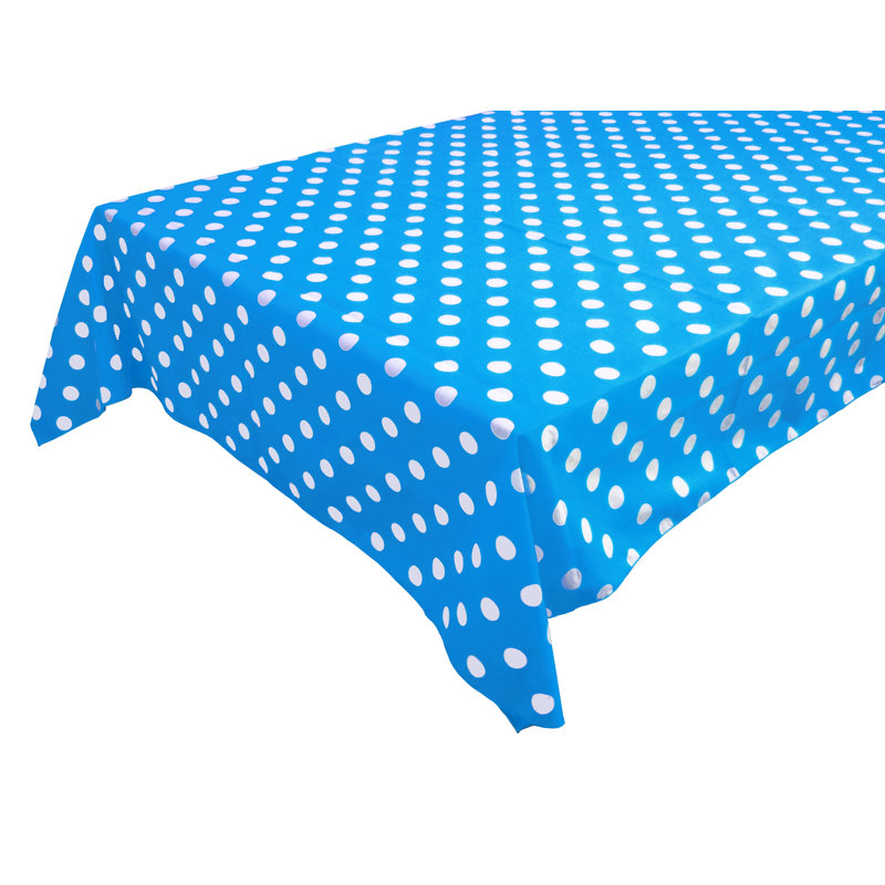 Polka Dots Print Tablecloths, 72" L x 58" W, White/Turquoise