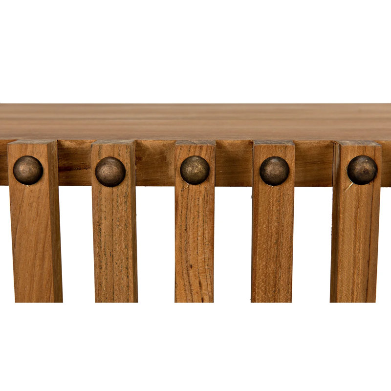Consuela 66.5'' Oval Teak Console Table with Nailhead Detail