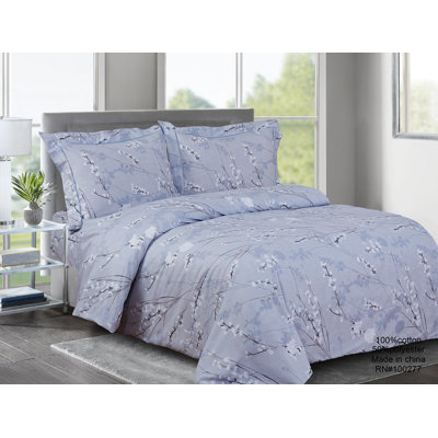 French Spring Bloom Pattern Cotton Sateen Floral Duvet Cover