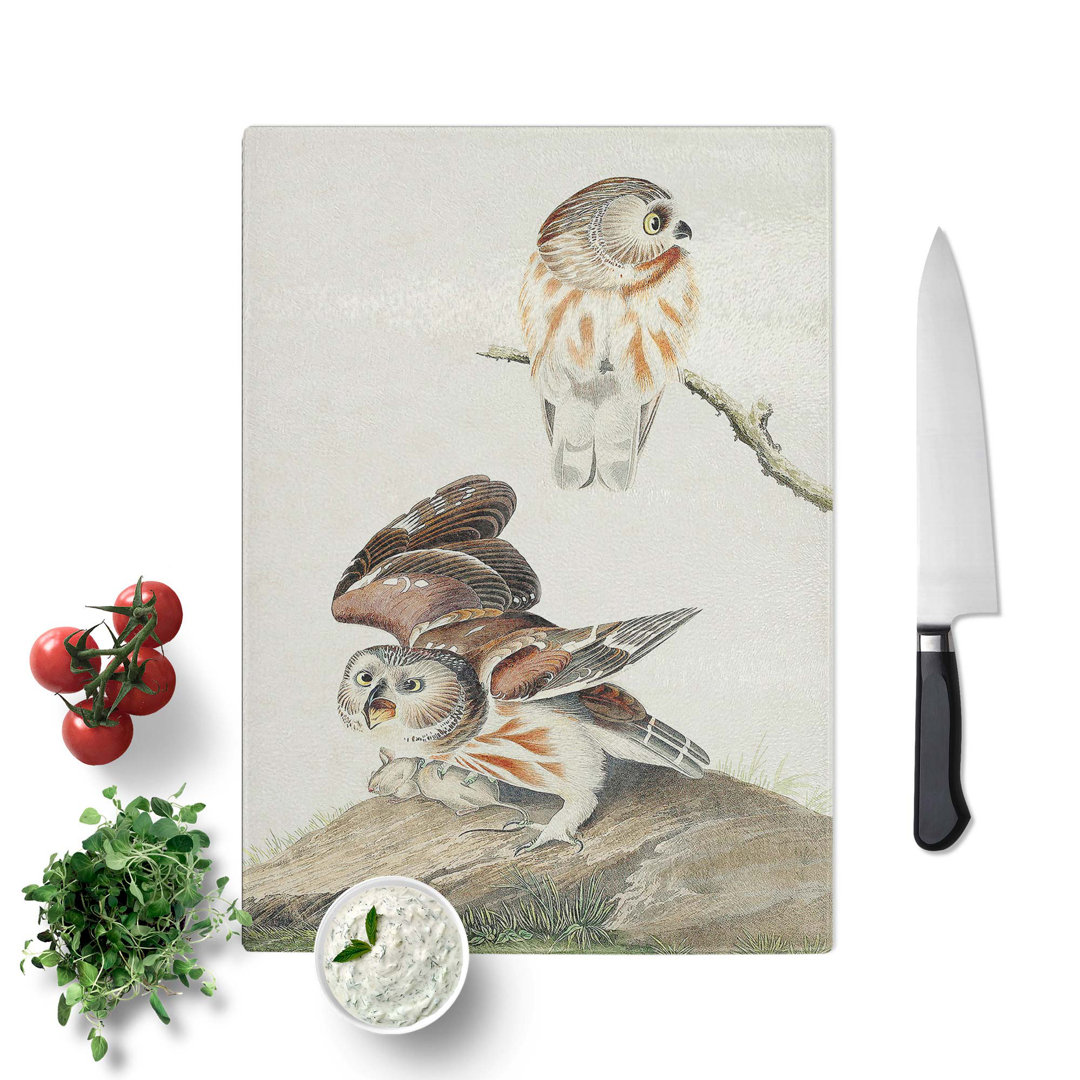 Glass Little Owls by John James Audubon Chopping Board
