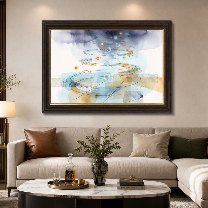 Art mural sur toile spirale bleue et orange, 16"H x 24"W