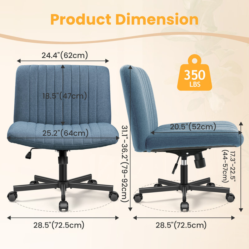 Wheeled Wide Seat Leisure Office Chair, Dark Blue