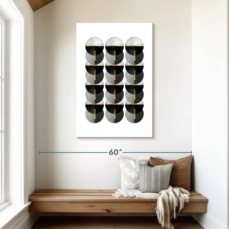 Avery Black Grey Gold Circles III, 45" H x 30" W