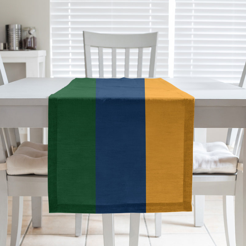 Utah Basketball Table Runner, Poly Twill, Green/Navy/Gold, 90" L x 16" W