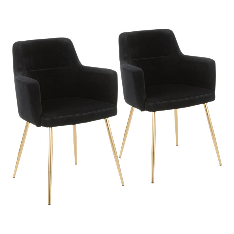 Beres 19.50'' H Velvet Upholstered Armchair, Black Velvet