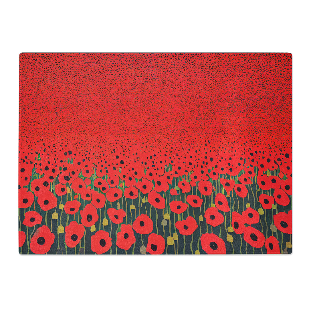 Masterful Poppies Flowers  Glass Chopping Board