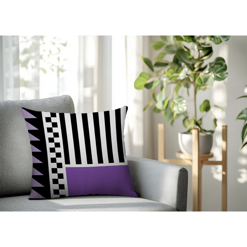 Oreiller carré réversible intérieur / extérieur Kaleido, Carré 16 po, Mauve