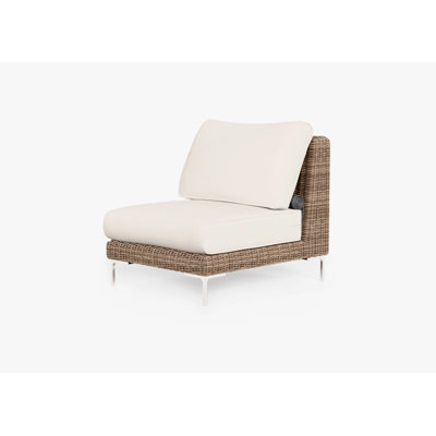 Brown Wicker Outdoor Armless Chair; Palisades Cream