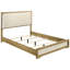 Grand lit 4 pièces avec éclairage encastré, cadre de lit en bois d'hévéa naturel, table de chevet, commode et miroir