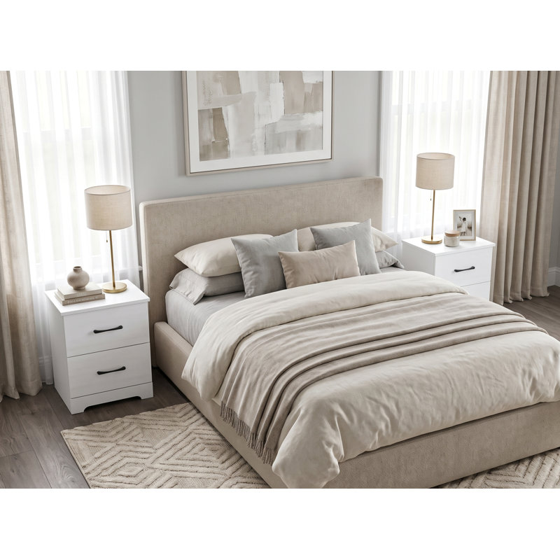 Table de chevet 2 tiroirs Arkia, Blanc
