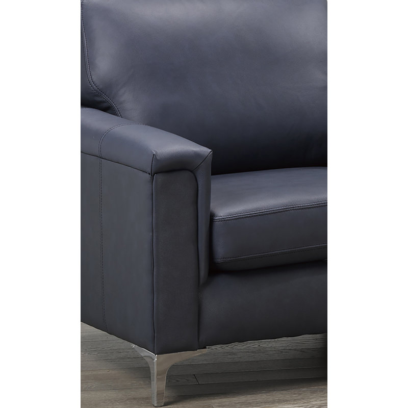 Karlysia 3 - Piece Living Room Set, Navy Leather Match