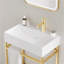 24" Bathroom Vanity with Ceramic Basin, Freestanding Bathroom Console Sink Set, Glossy White Rectangular Ceramic Basin without Faucet, Open Metal Leg, Storage Shelves, Gold