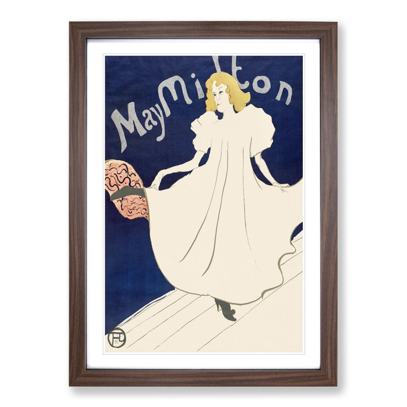 May Milton by Henri De Toulouse-Lautrec - Picture Frame Graphic Art, Walnut Framed, 48cm H x 36cm W x 2cm D