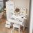 Small Space Left Drawer Desktop Vanity Table + Cushioned Stool, 2 AC+2 USB Power Station-333532158